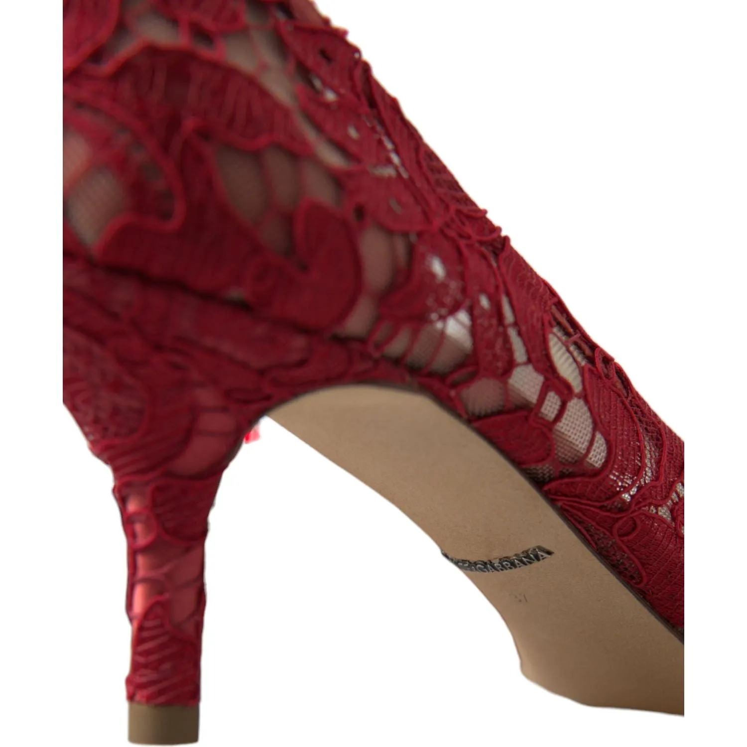 Dolce & Gabbana Radiant Red Lace Heels with Crystals