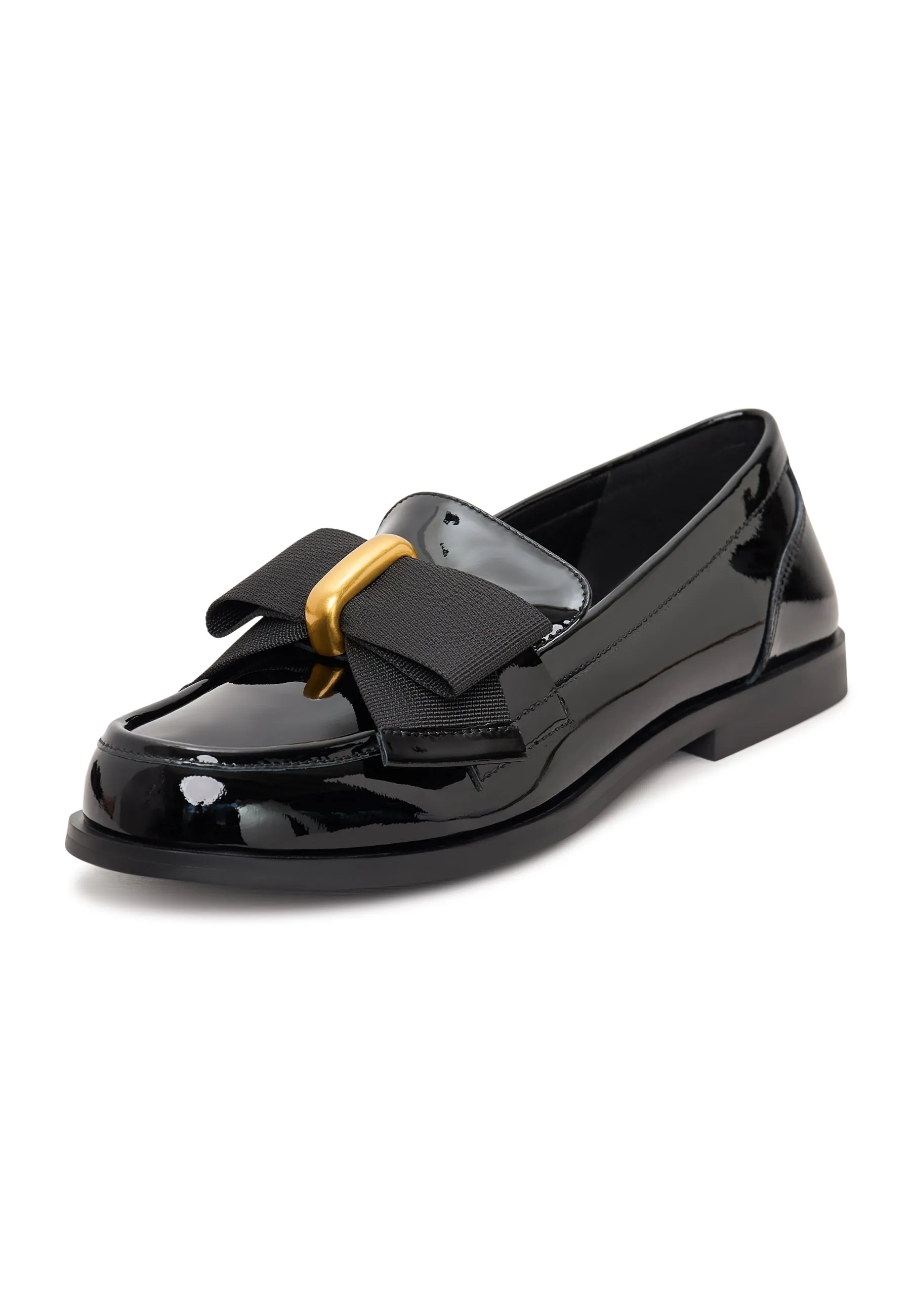 Elegant Loafers with Gold Bow Dorothy - Patent Black