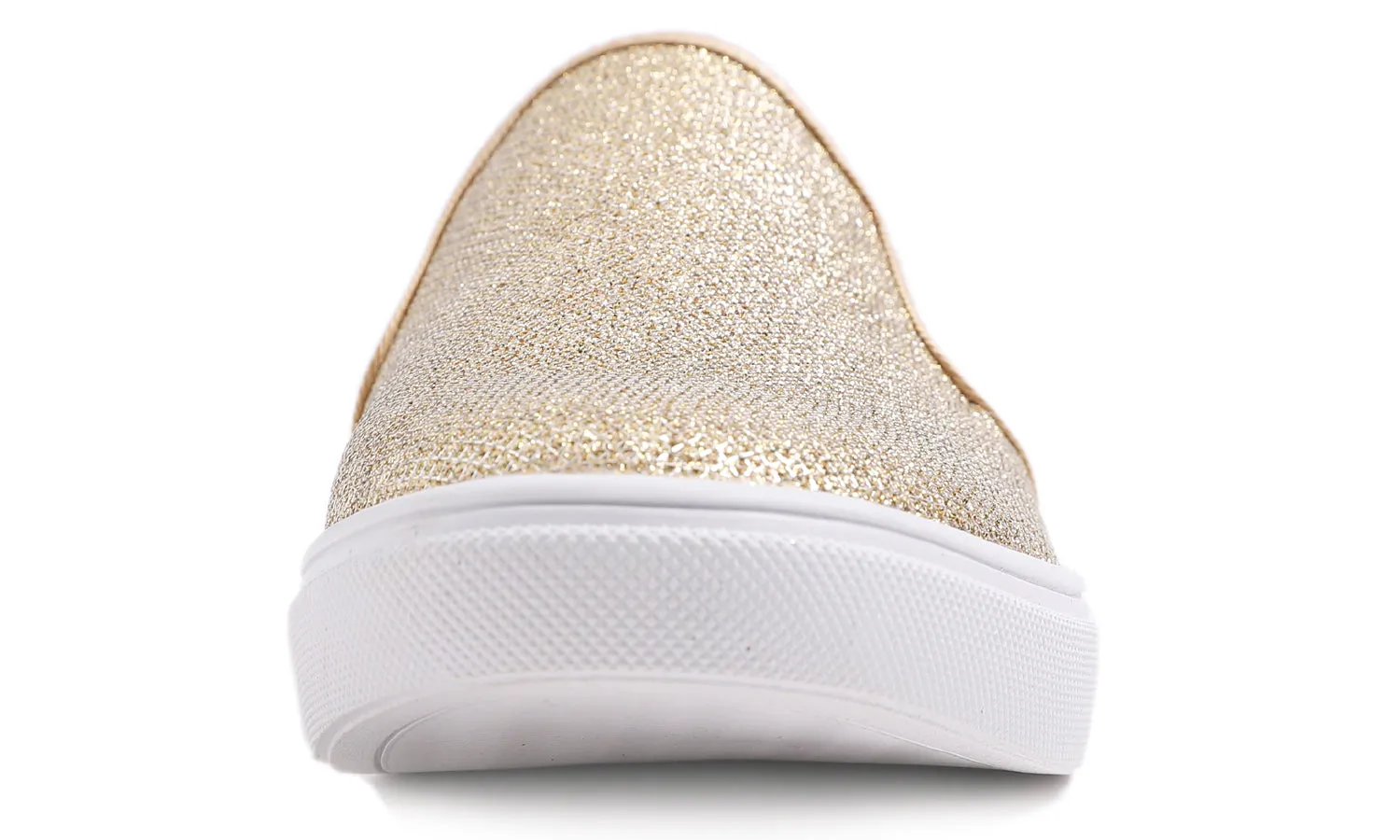 Feversole Women's Lurex Gold Slip On Sneaker Casual Flat Loafers