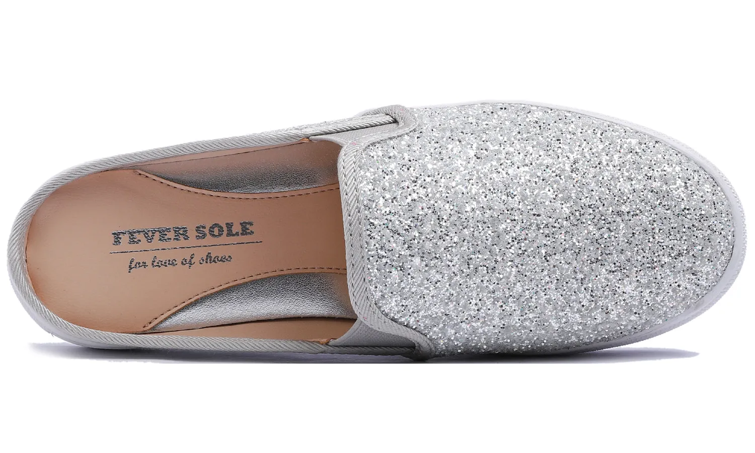 Feversole Women's Sport Mules Slip On Loafers Fashion Backless Sneakers Silver Glitter