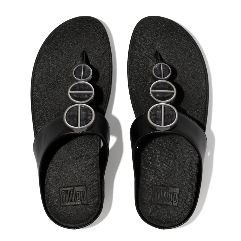 FitFlop Halo Metallic Trim Toe Post Sandals Black