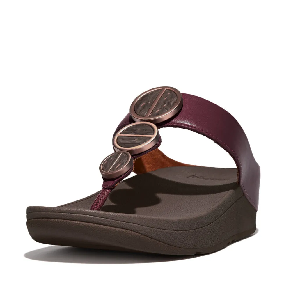 FitFlop Halo Metallic Trim Toe Post Sandals Plum