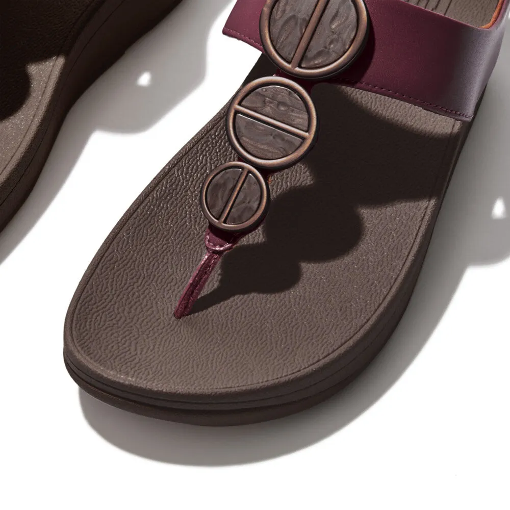 FitFlop Halo Metallic Trim Toe Post Sandals Plum