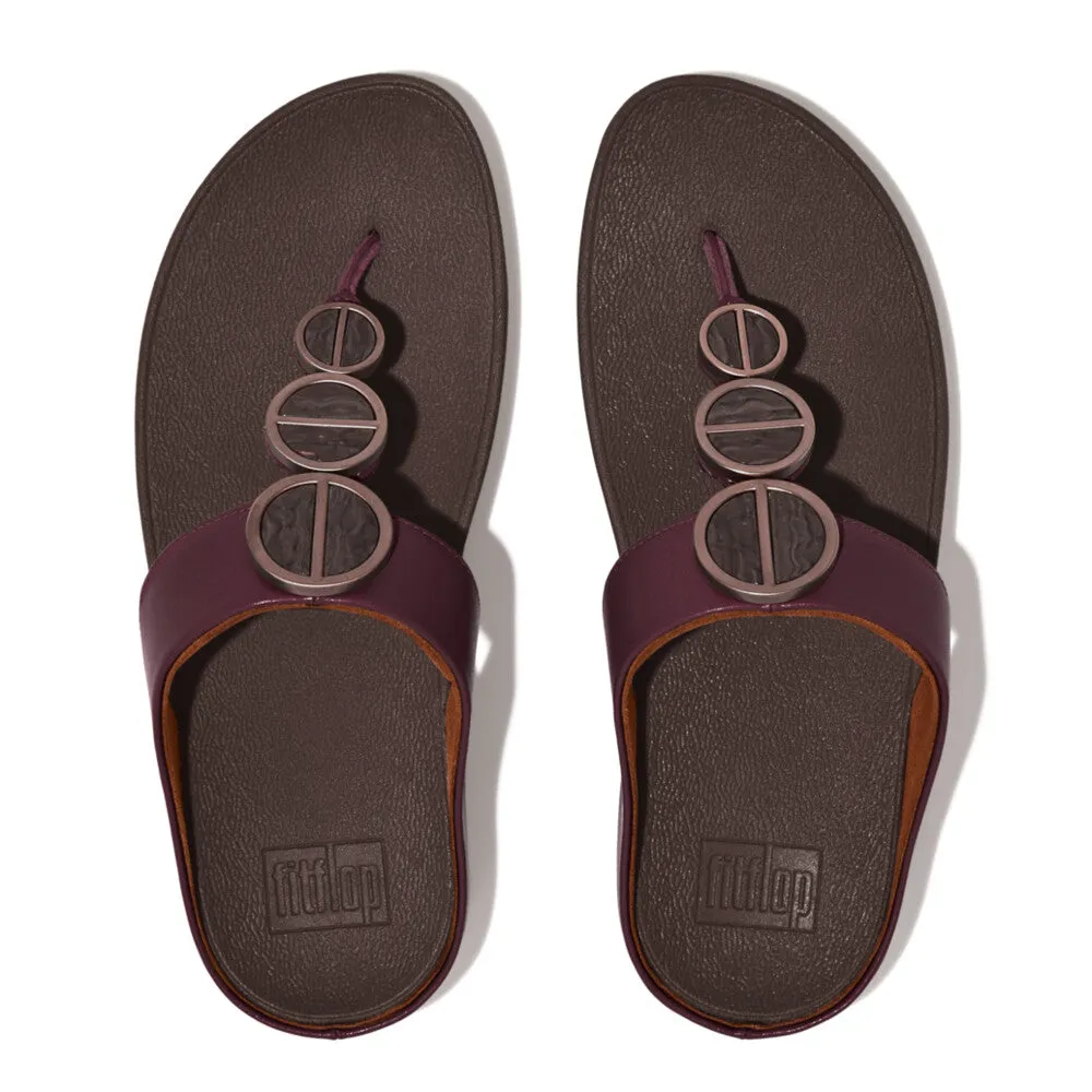 FitFlop Halo Metallic Trim Toe Post Sandals Plum