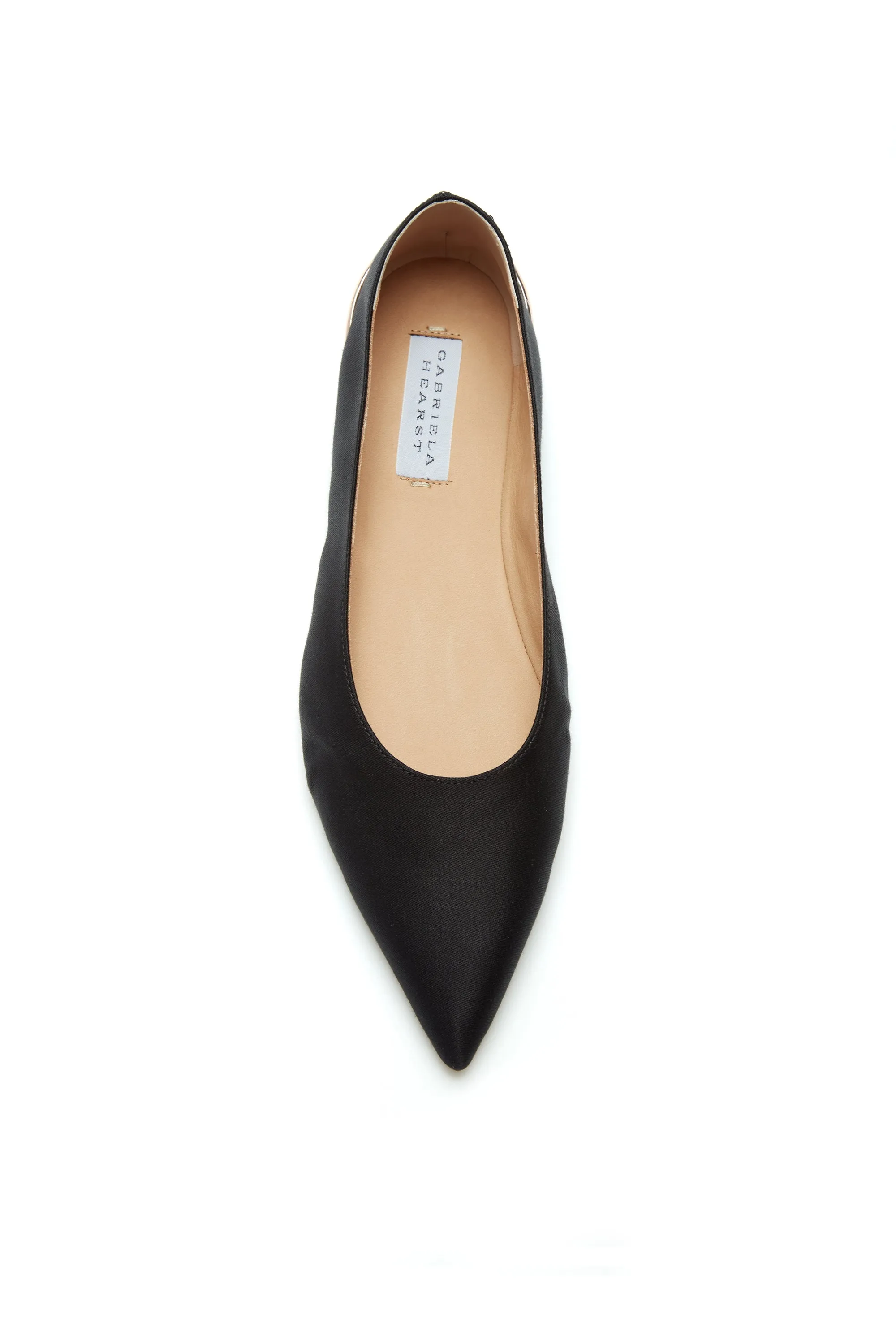 Fleur Ballerina Flat Shoe in Black Silk Linen Satin