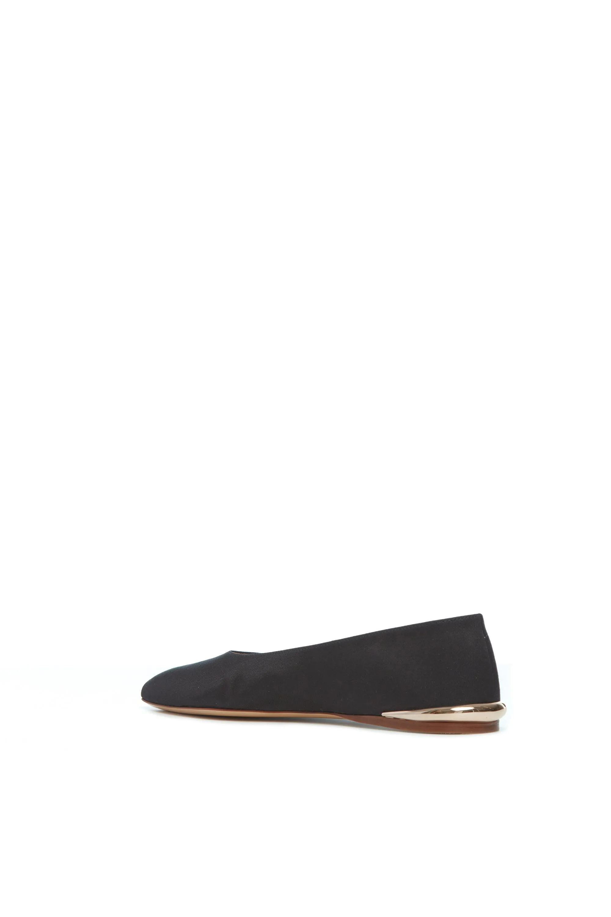 Fleur Ballerina Flat Shoe in Black Silk Linen Satin