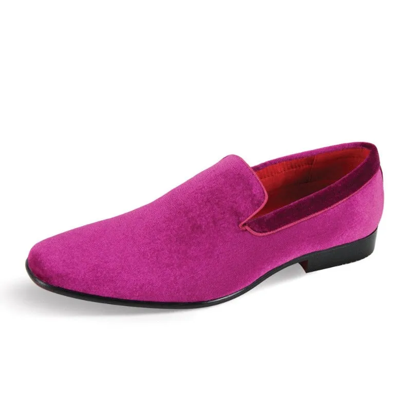 Fuchsia Velvet Shoe Men's Slip-On Luxury Tuxedo Loafers