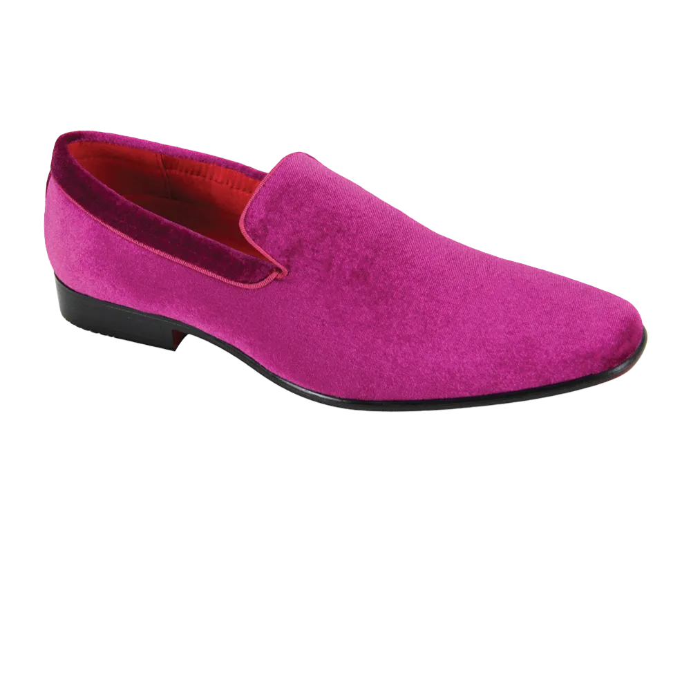 Fuchsia Velvet Shoe Men's Slip-On Luxury Tuxedo Loafers