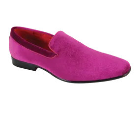 Fuchsia Velvet Shoe Men's Slip-On Luxury Tuxedo Loafers