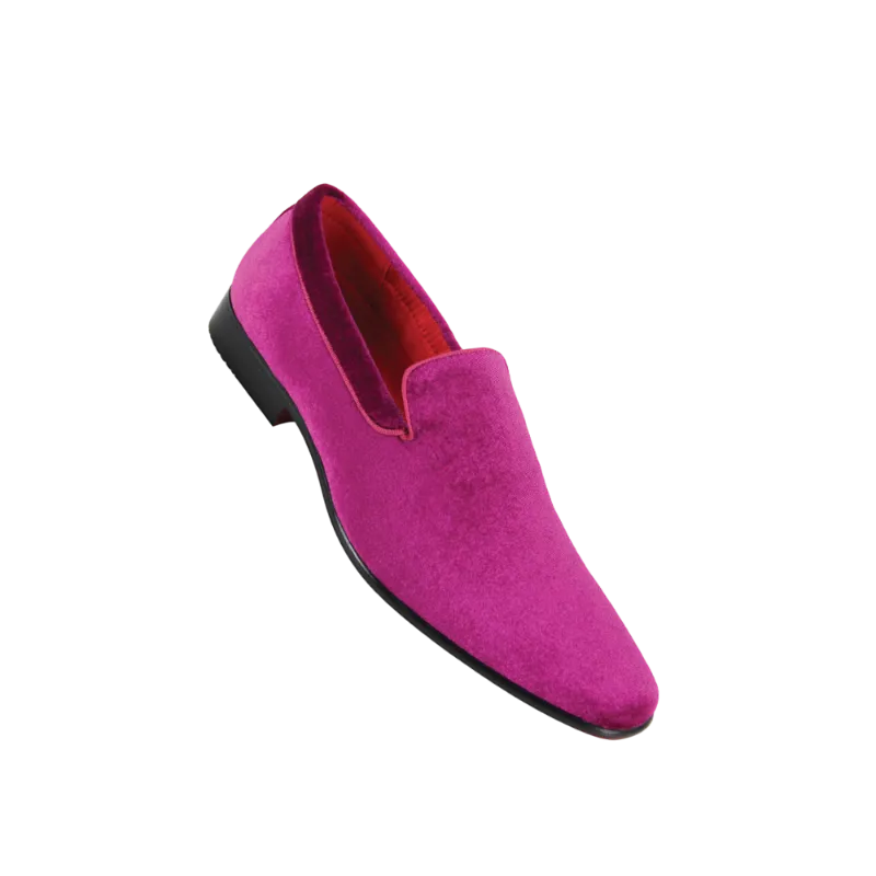 Fuchsia Velvet Shoe Men's Slip-On Luxury Tuxedo Loafers