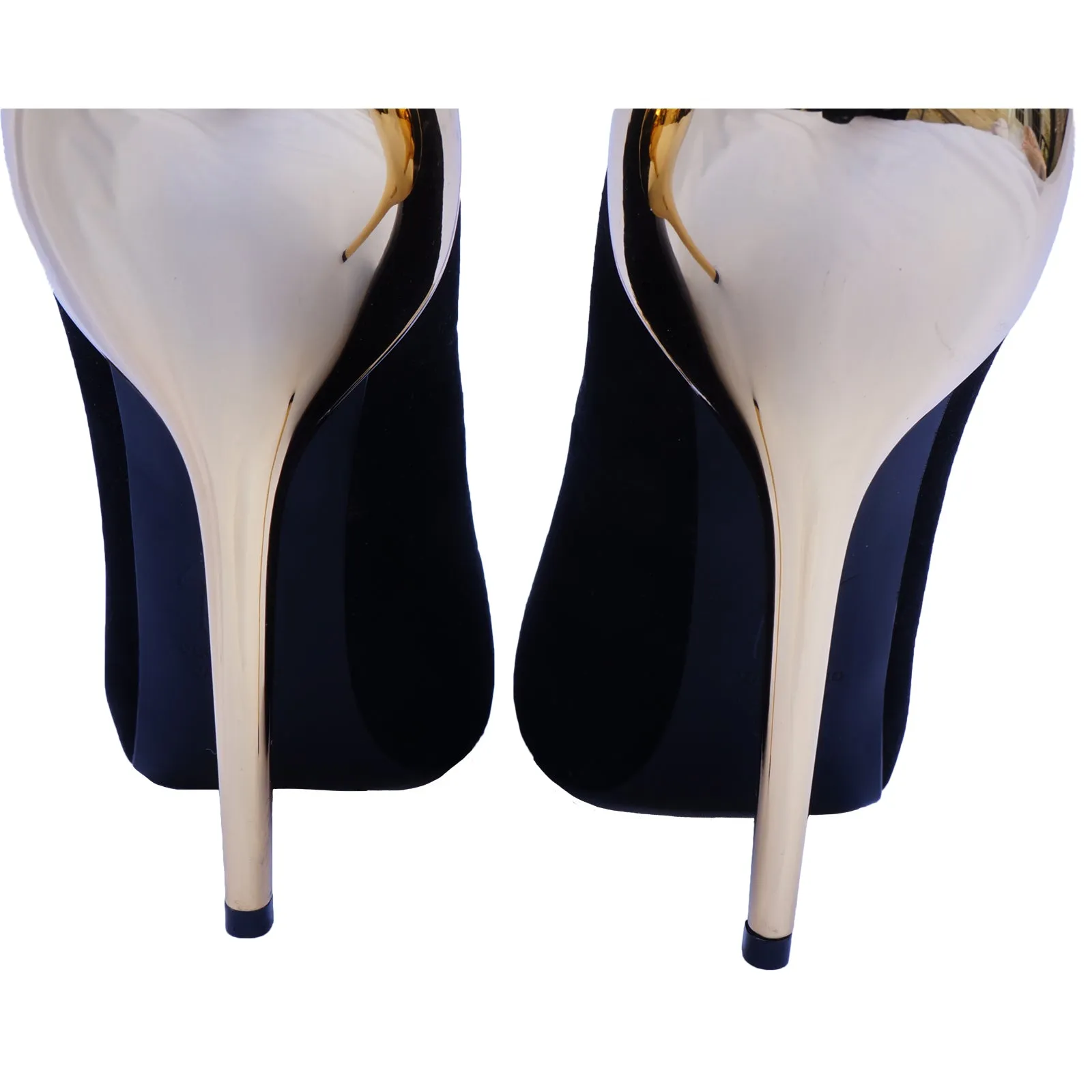 GIUSEPPE ZANOTTI SUEDE & GOLD HEEL PUMPS