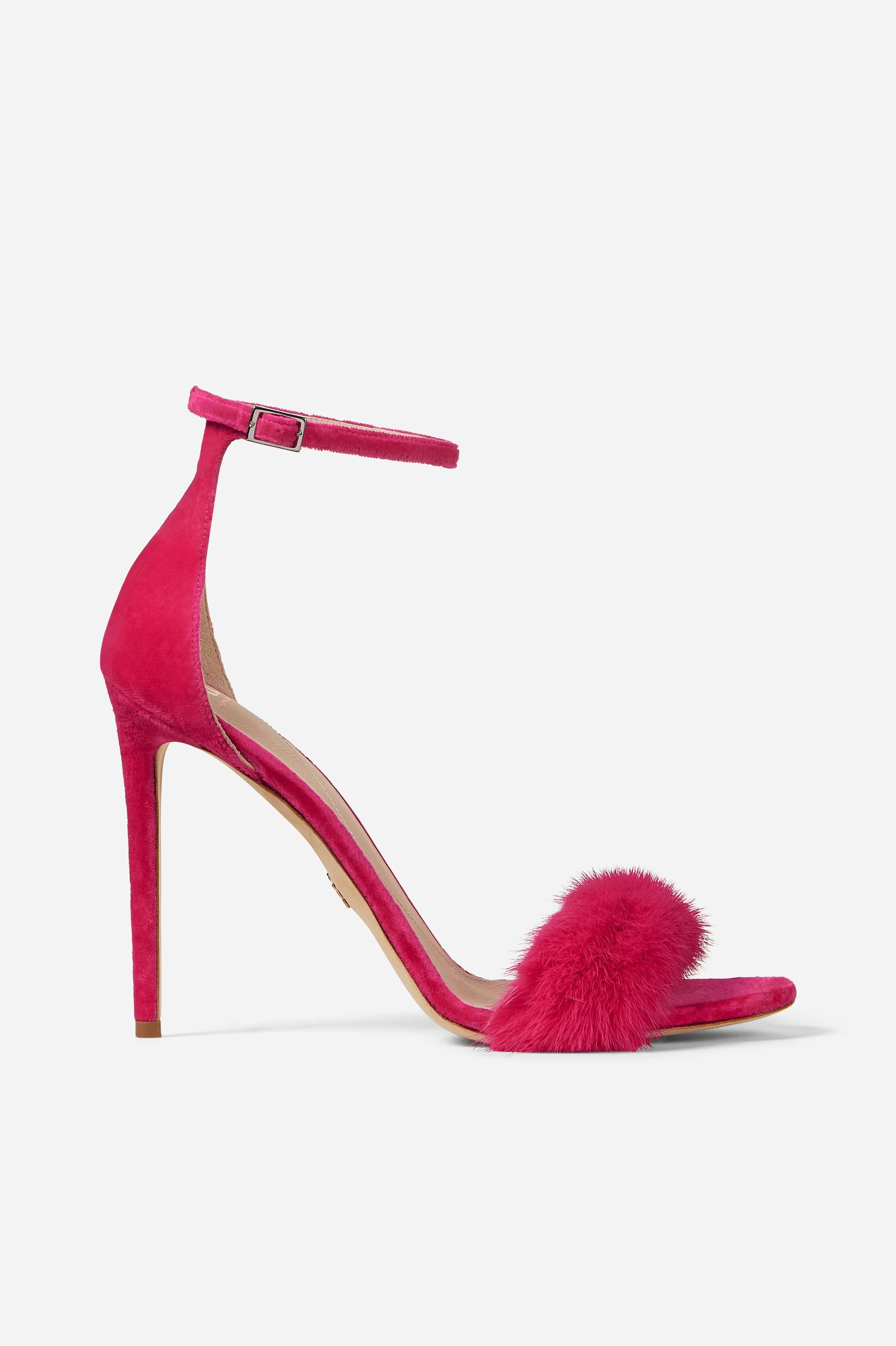 Hot Pink Mink and Suede Sandals