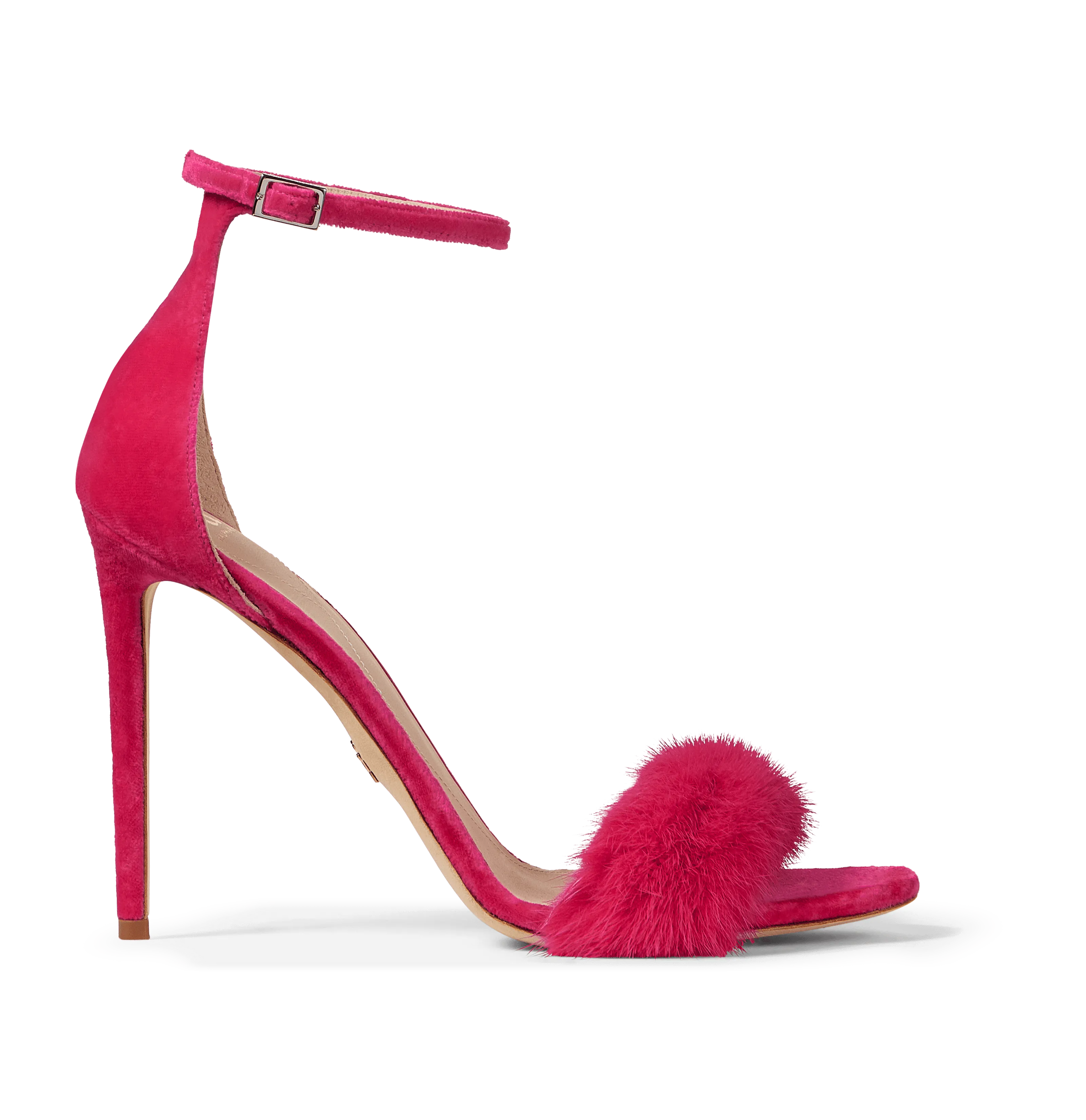 Hot Pink Mink and Suede Sandals