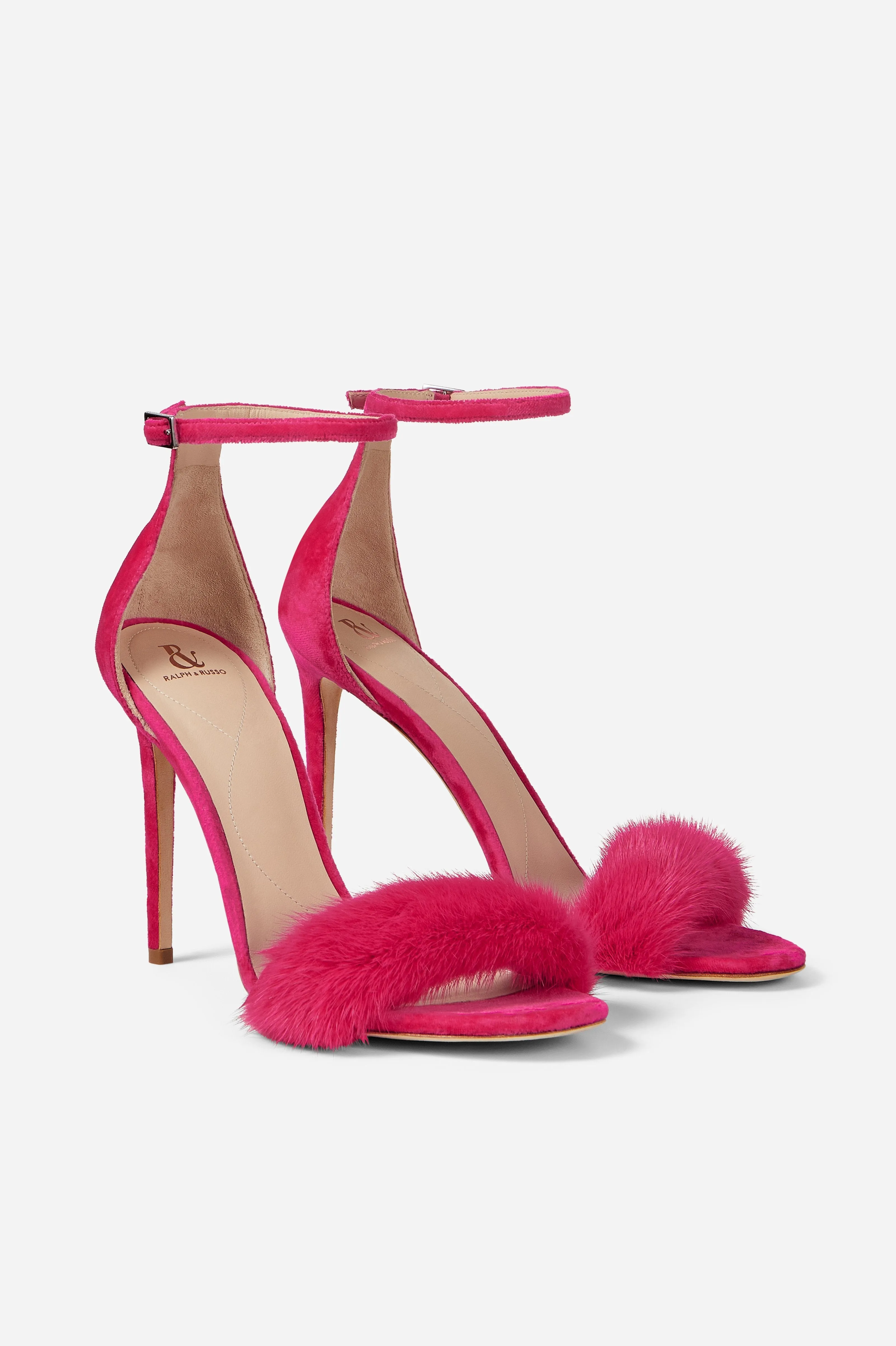 Hot Pink Mink and Suede Sandals