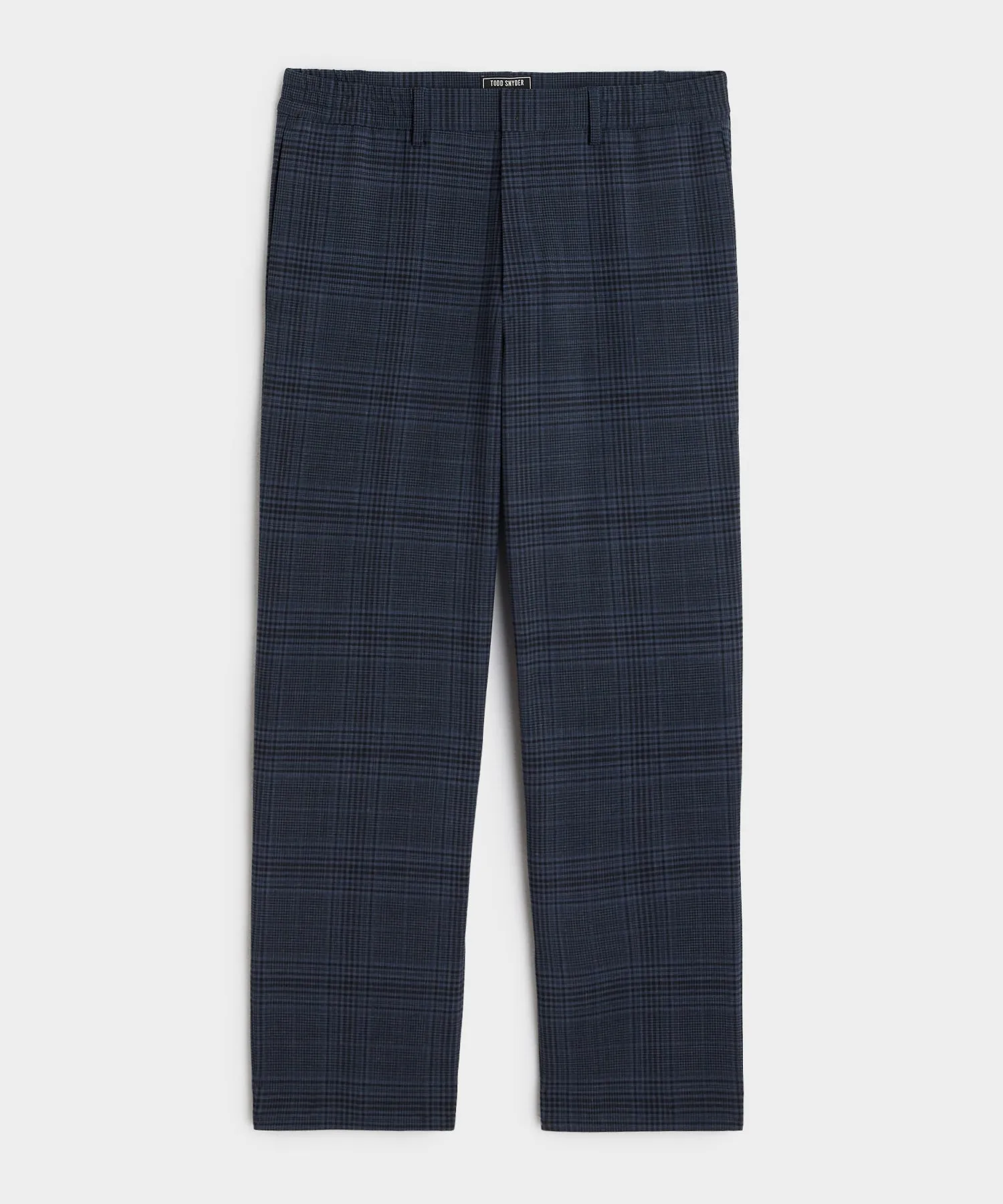 Italian Wool Side Elastic Trouser in Navy Glen Plaid