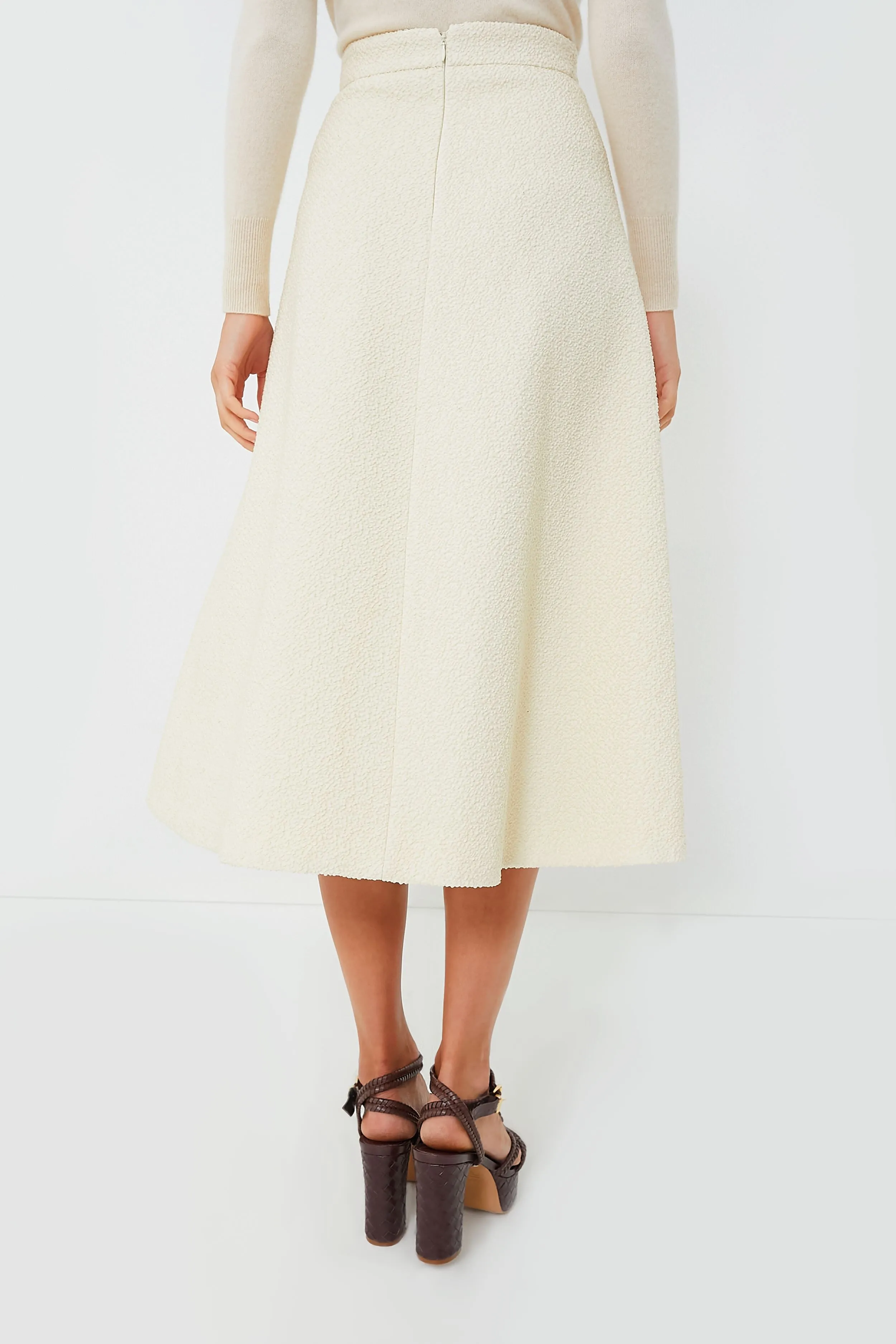 Ivory Torina Cotton Boucle Skirt