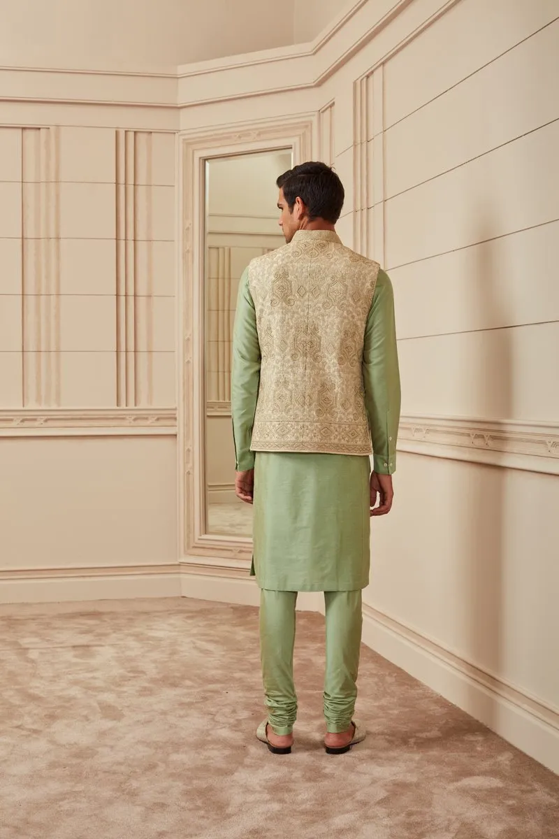 Jade Embroidered Kurta Bundi Set