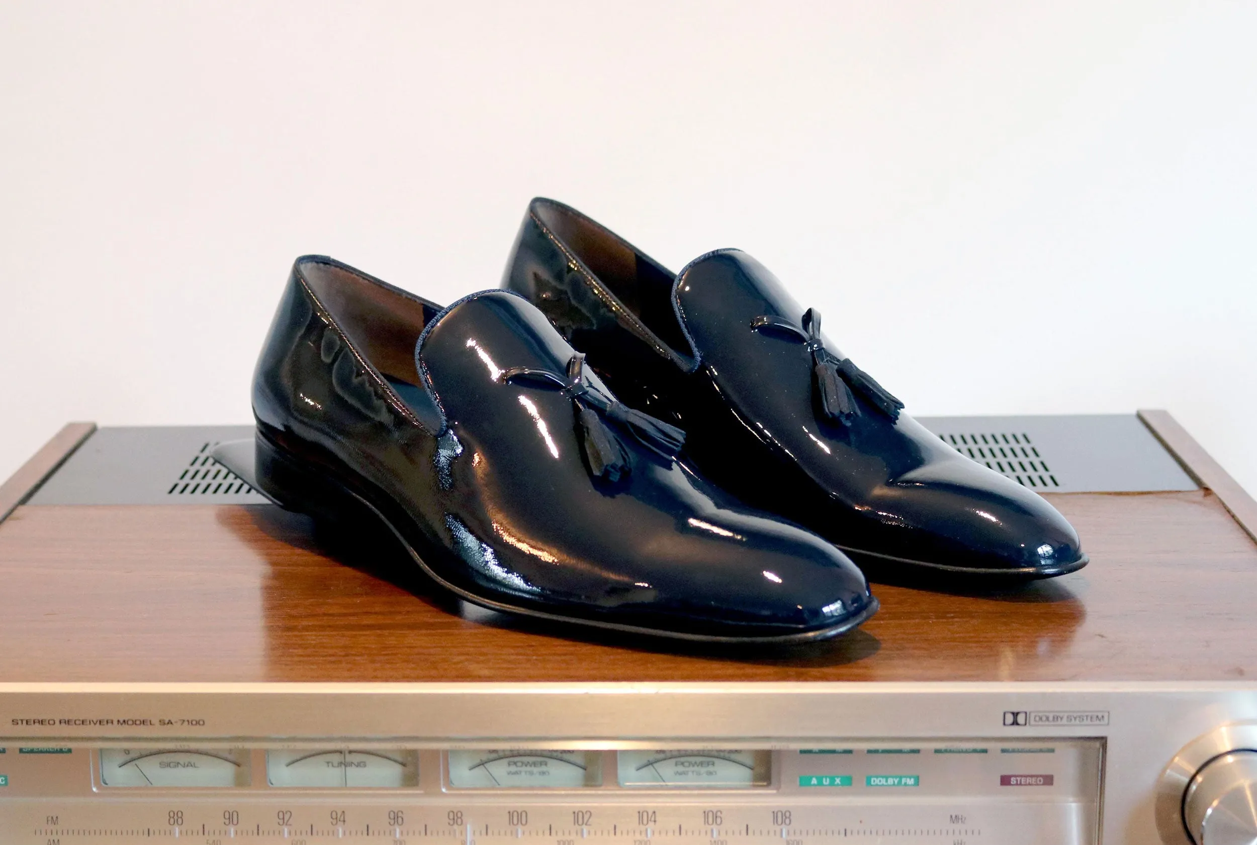 Jean Pierre Shiny Calfskin Tasseled Loafer Navy