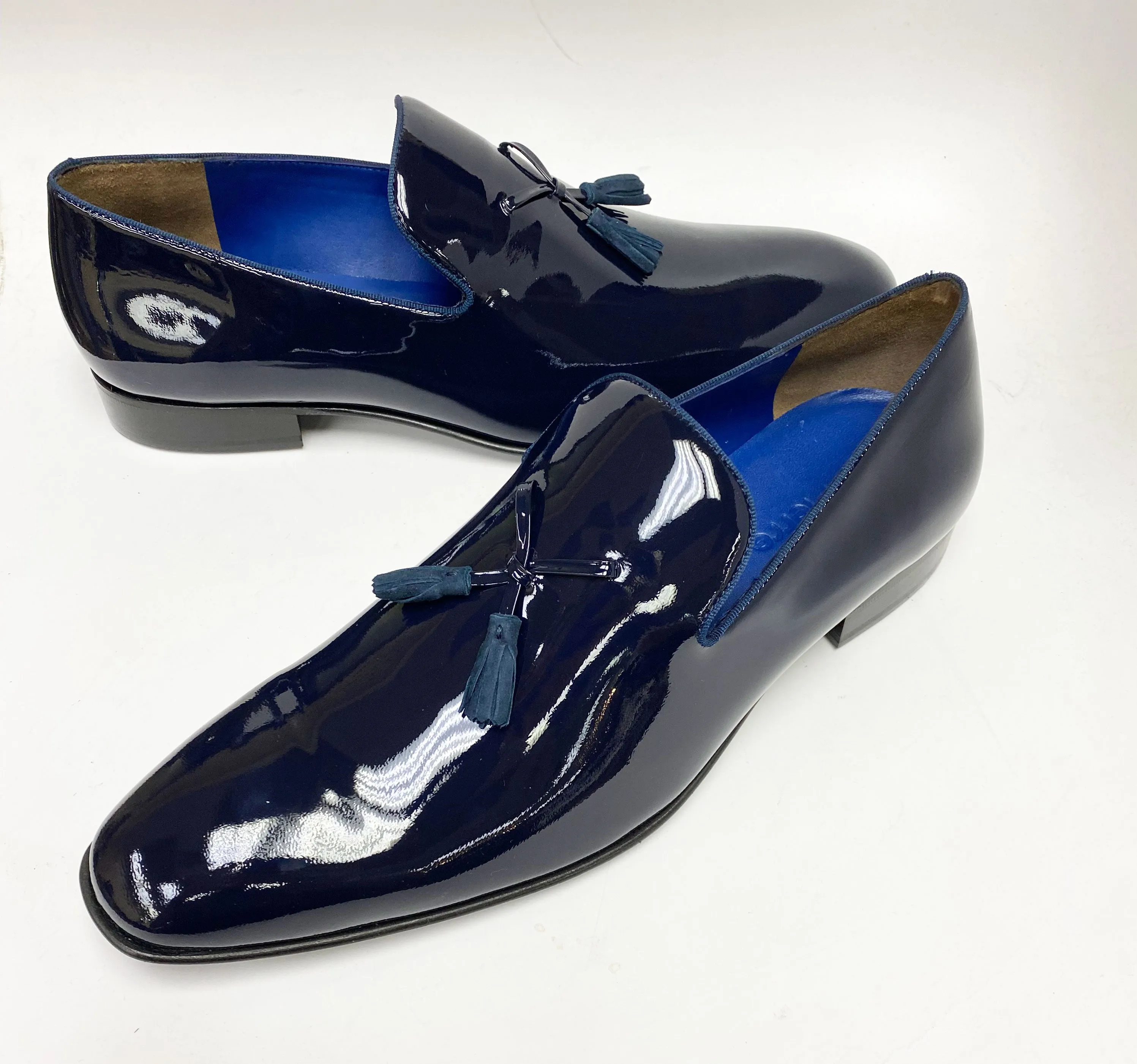 Jean Pierre Shiny Calfskin Tasseled Loafer Navy