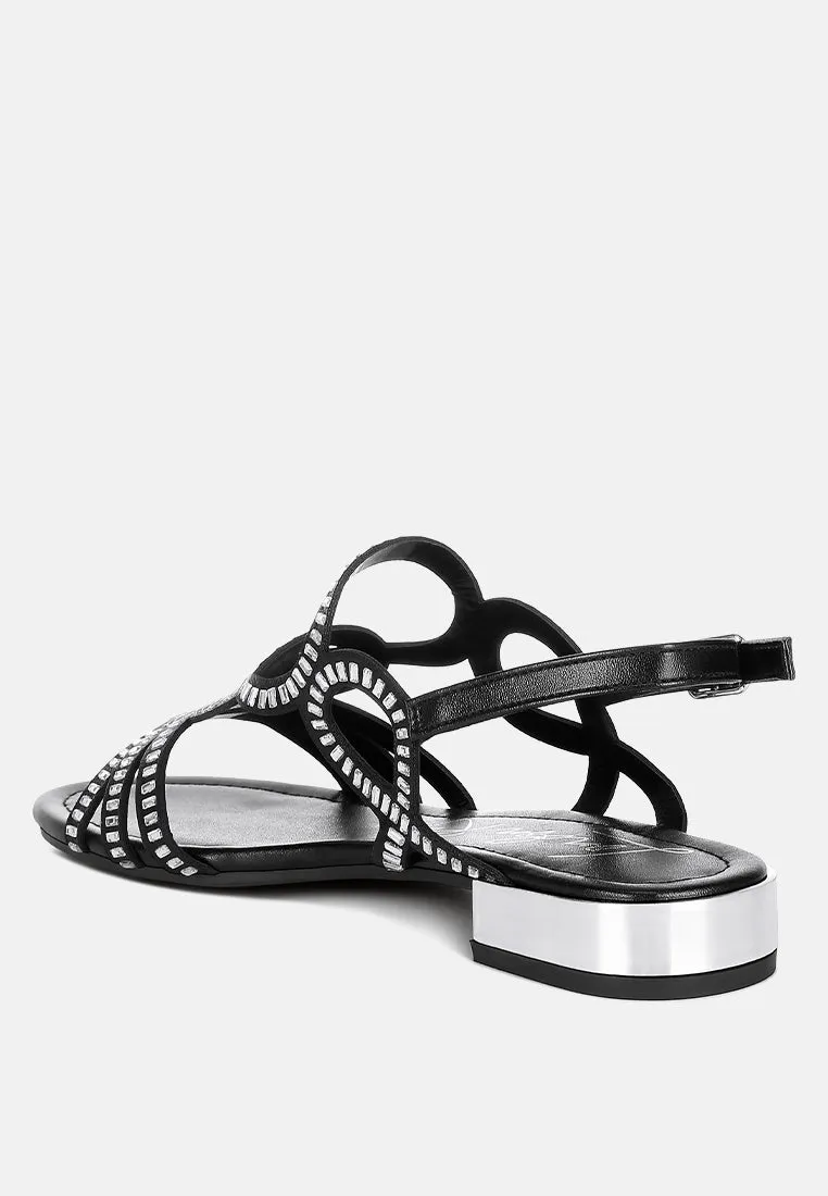 Jisters Cut Out Detail Rhinestone Flat Sandals