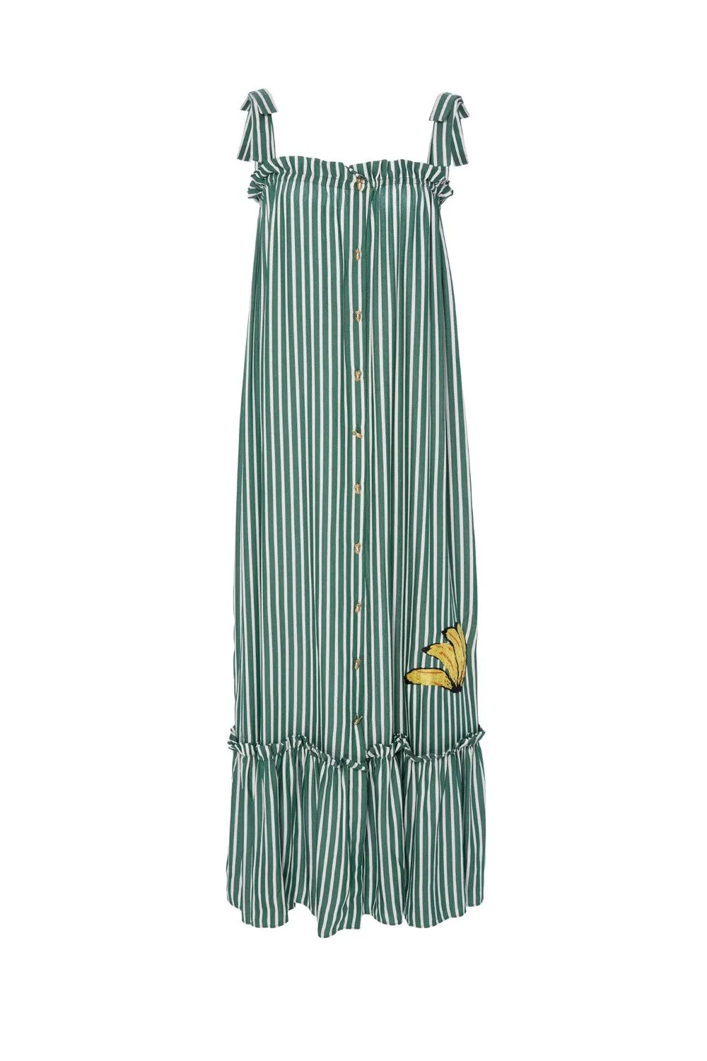 Josephine Striped Long Dress with Banana Detail