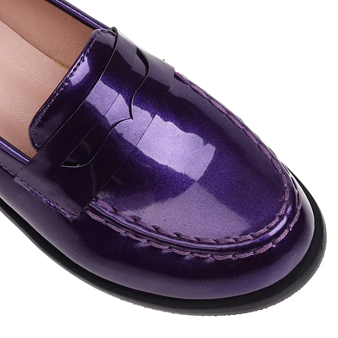 KIylethomasw Spring Autumn New Women Low Heels Loafers Slip On Patent Leather Casual Daily Work Shoes Purple Black Yellow Plus Size 41 42 43