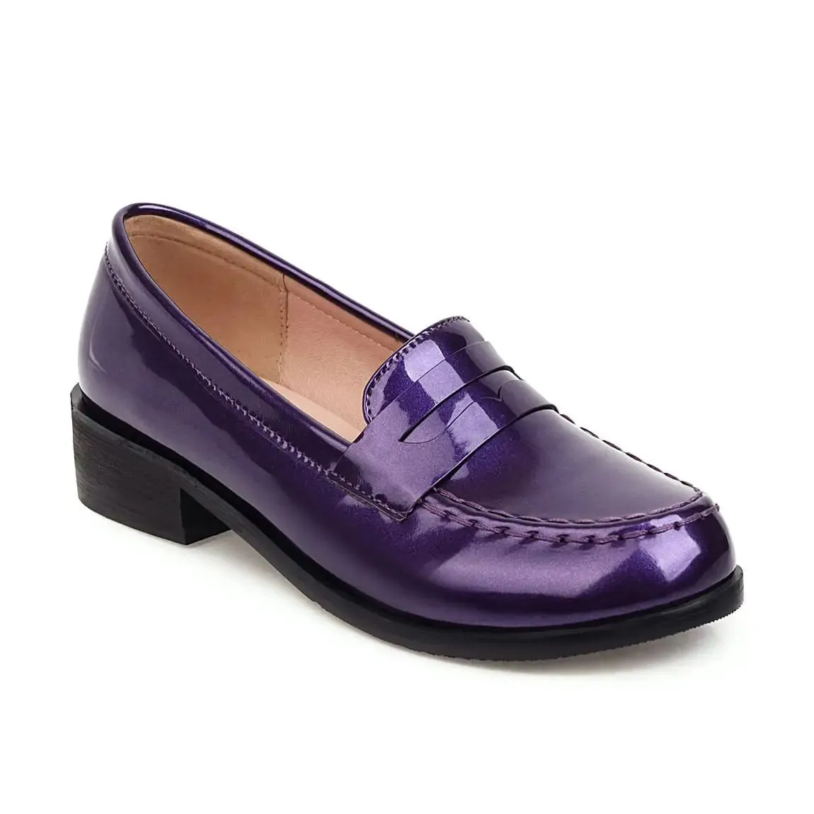 KIylethomasw Spring Autumn New Women Low Heels Loafers Slip On Patent Leather Casual Daily Work Shoes Purple Black Yellow Plus Size 41 42 43