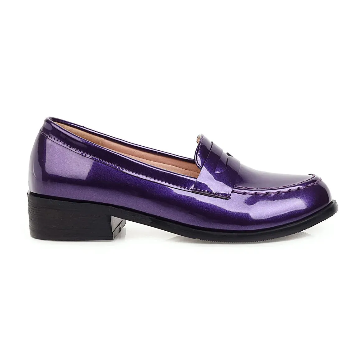 KIylethomasw Spring Autumn New Women Low Heels Loafers Slip On Patent Leather Casual Daily Work Shoes Purple Black Yellow Plus Size 41 42 43