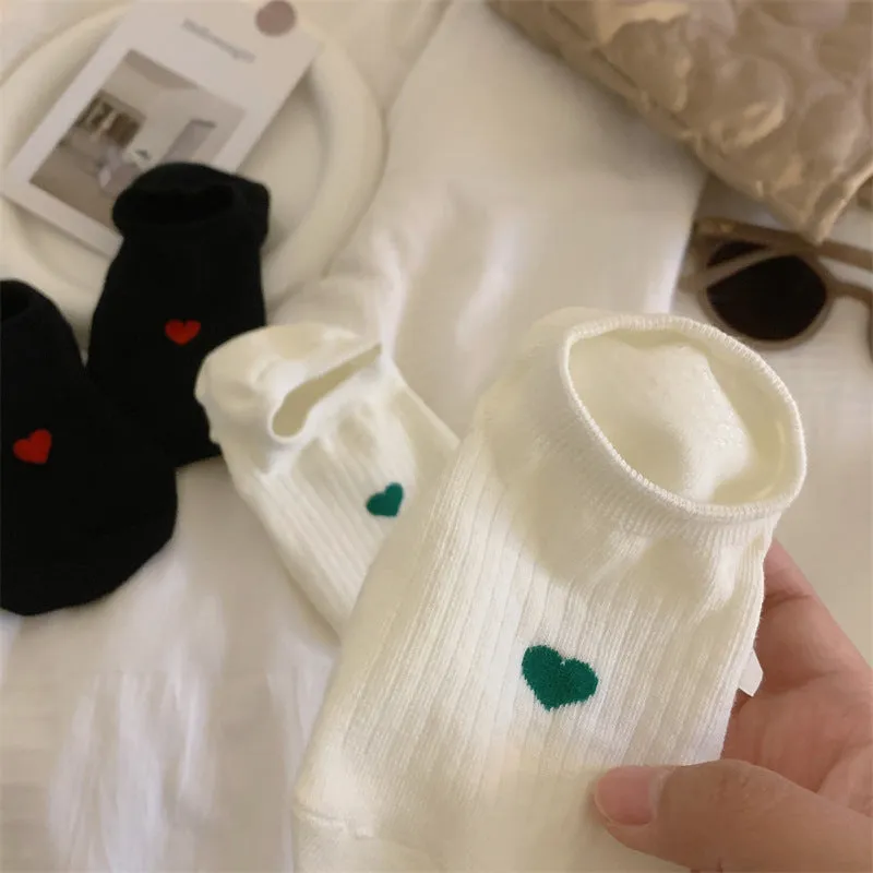 Love Pattern Cotton Women's Low-cut Liners Socks Female Invisible Socks