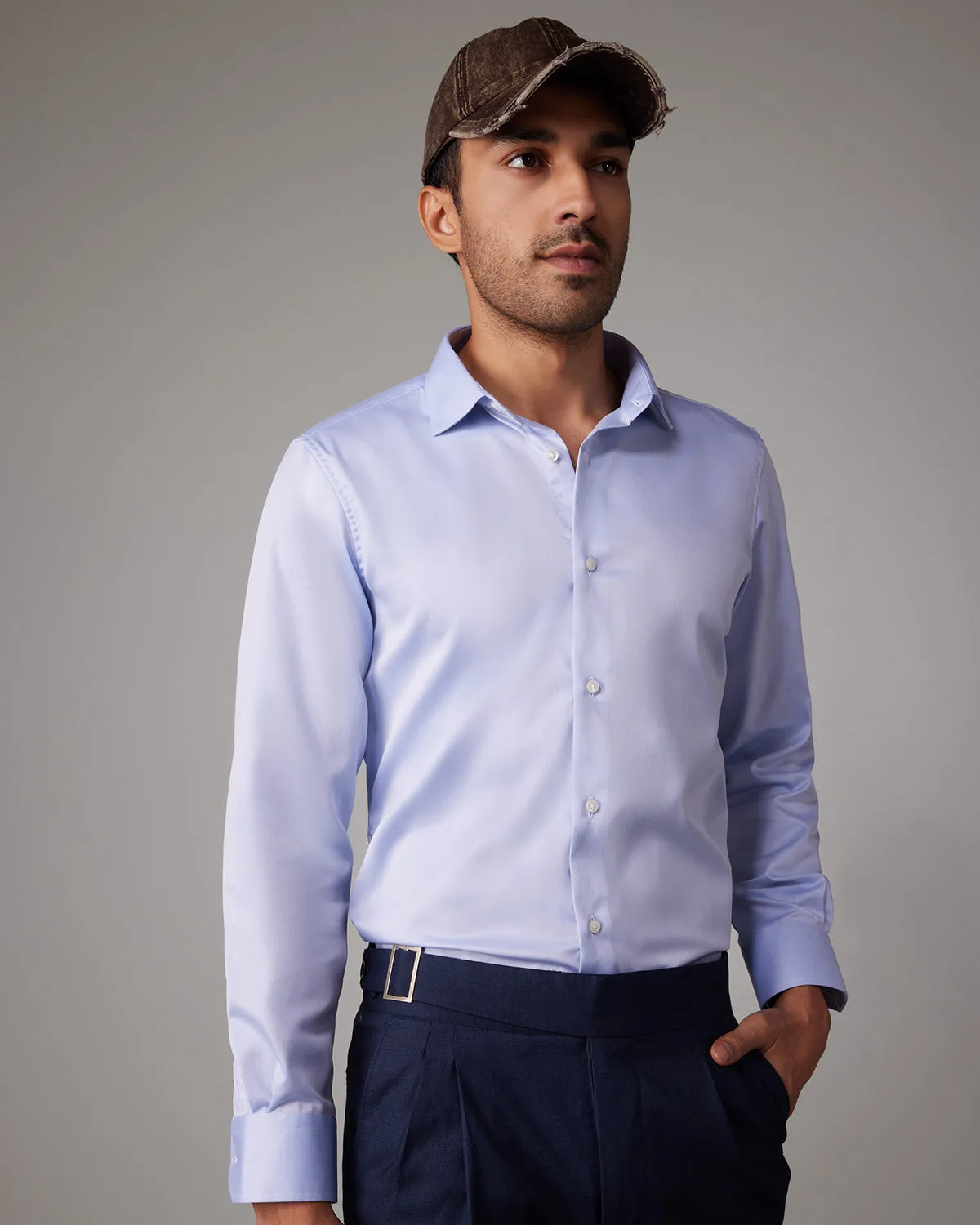 Luthai Wrinkle-Free Twill Shirt - Light Blue