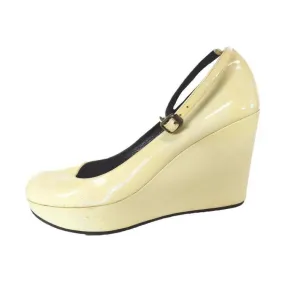 MARC JACOBS Off-White Patent Leather Wedges | Size US 9 - EU 39