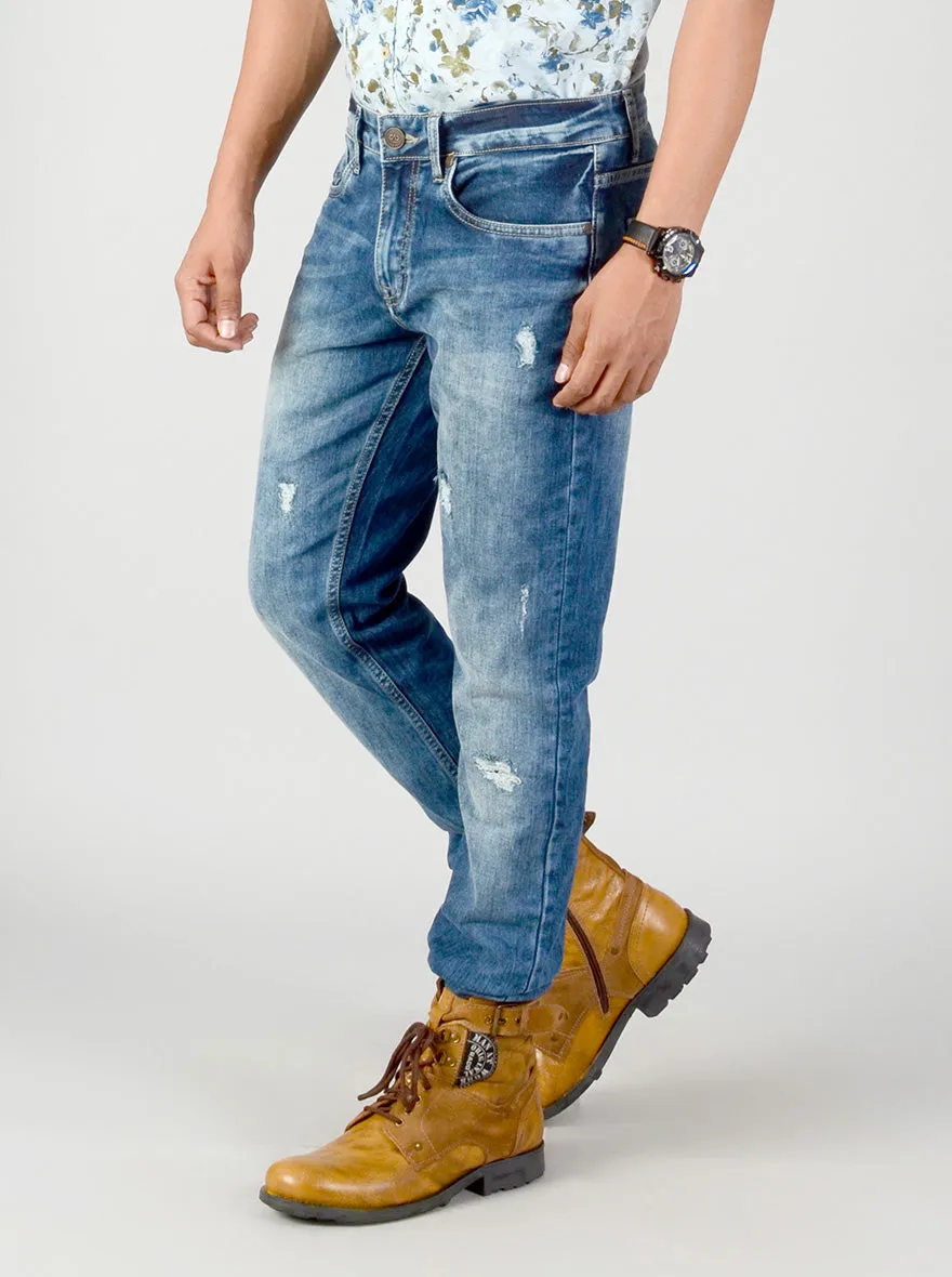 Marine Blue Washed Slim Fit Jeans | JadeBlue