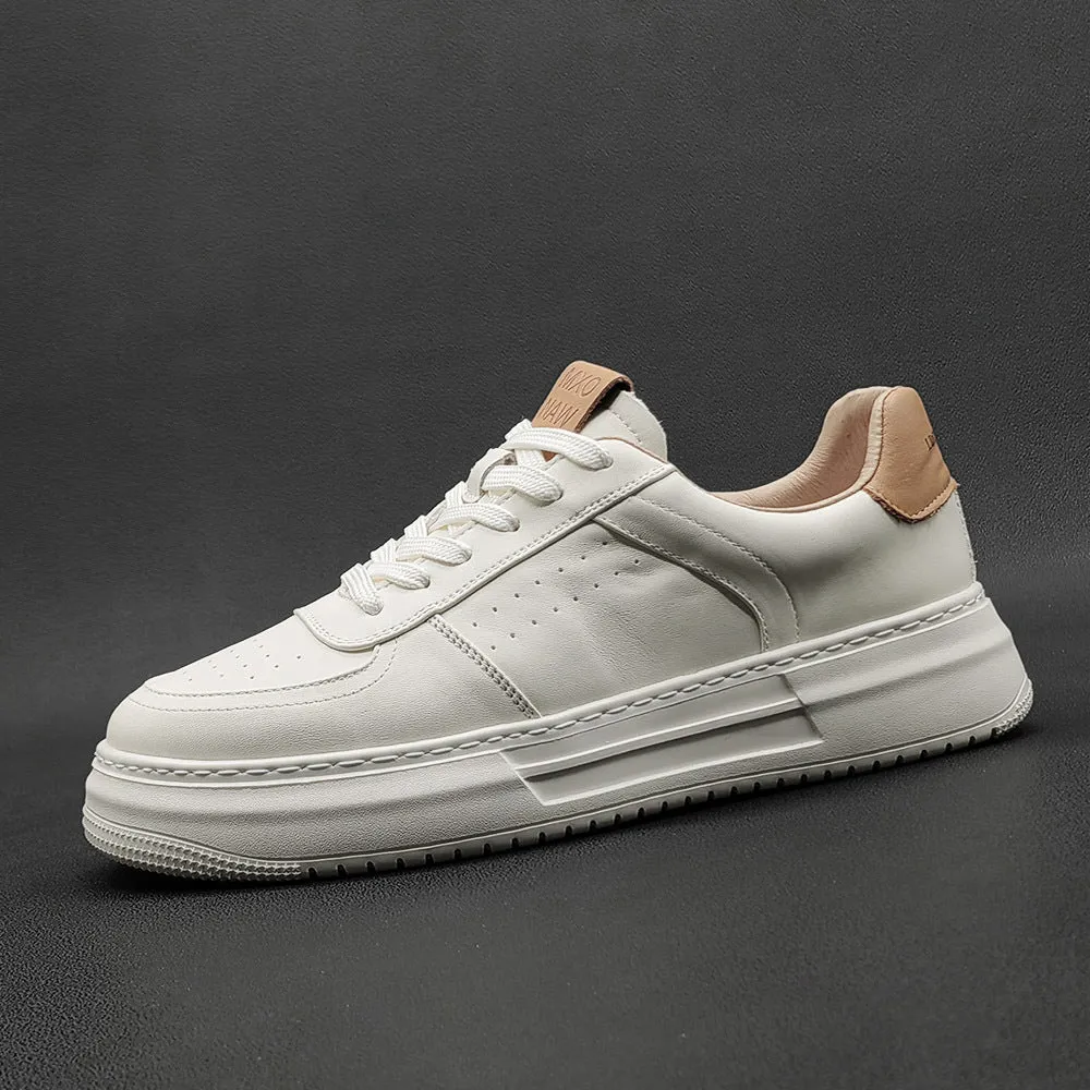 Men Fashion Cowhide Leather Casual Sneakers