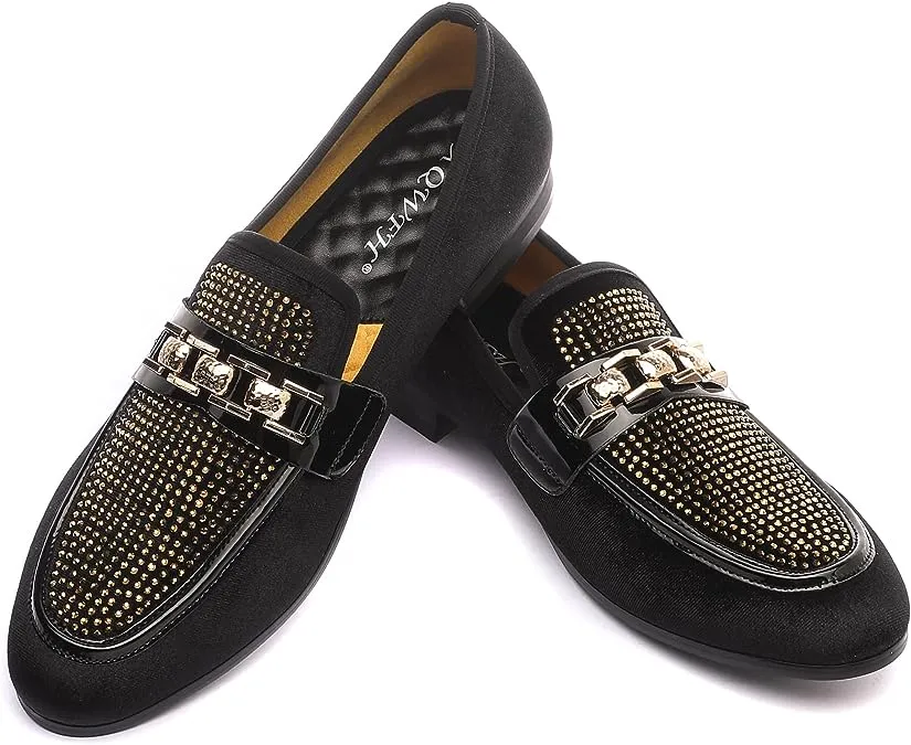 Men's Formal Black Velvet Fashionable Dress Loafer Shoes