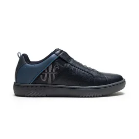 Men's Icon 2.0 Black Blue Logo Leather Sneakers 06543-995