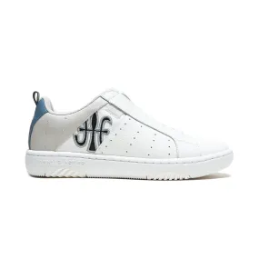 Men's Icon 2.0 White Gray Blue Logo Leather Sneakers 06542-089