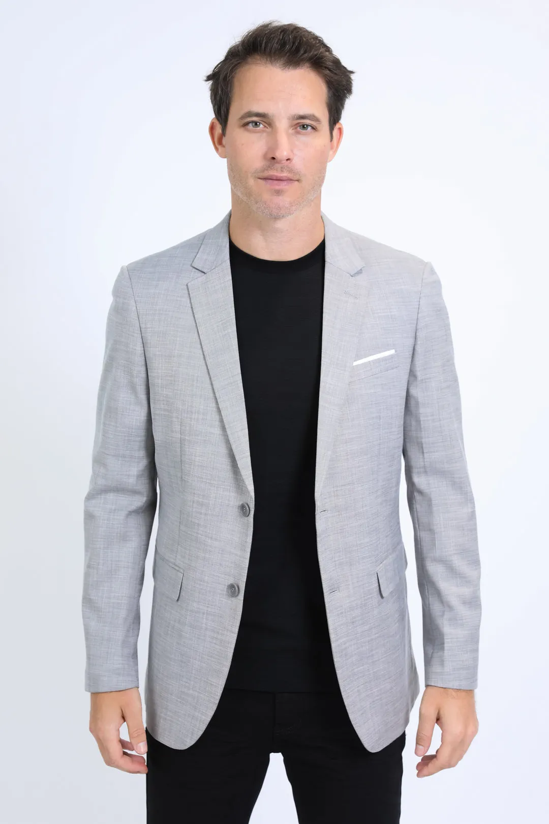 Mens Modern Fit Stretch Date Night Grey Blazer