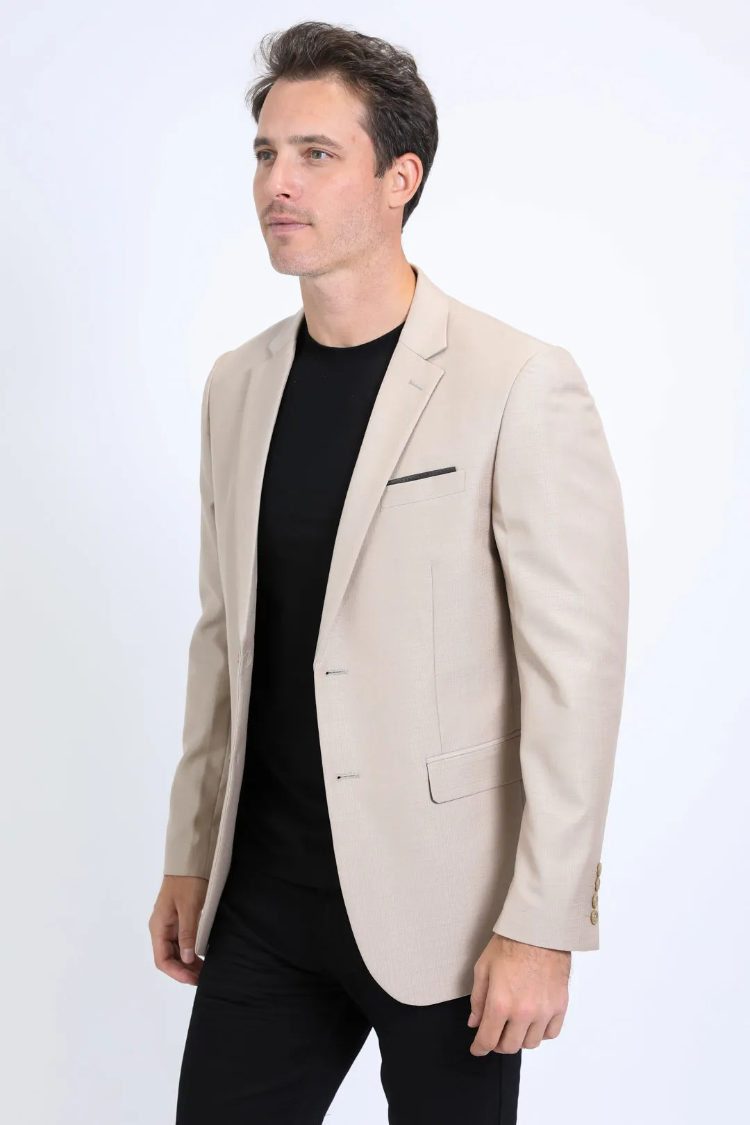 Mens Modern Fit Stretch Date Night Khaki Blazer