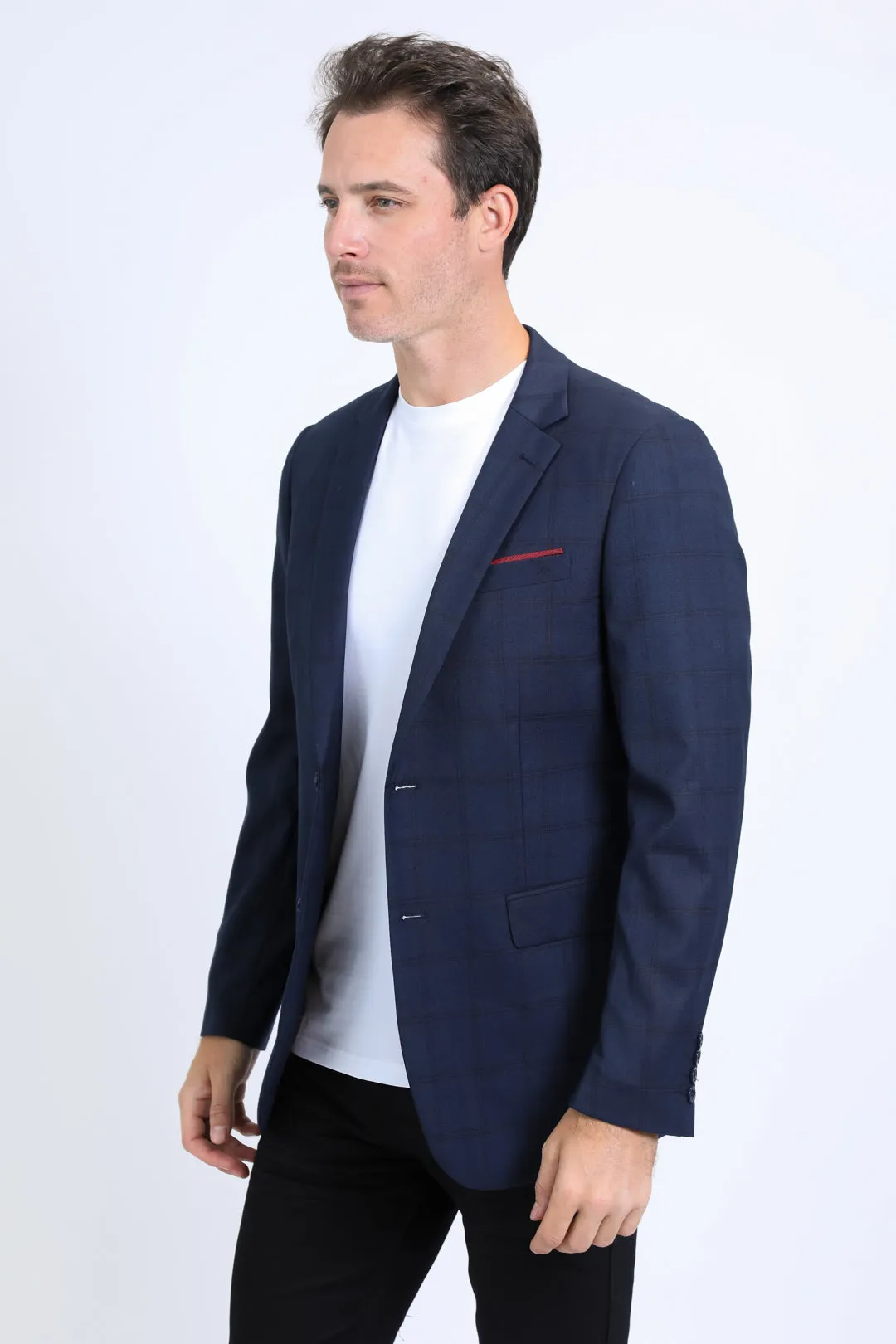 Mens Modern Fit Stretch Date Night Navy Blazer