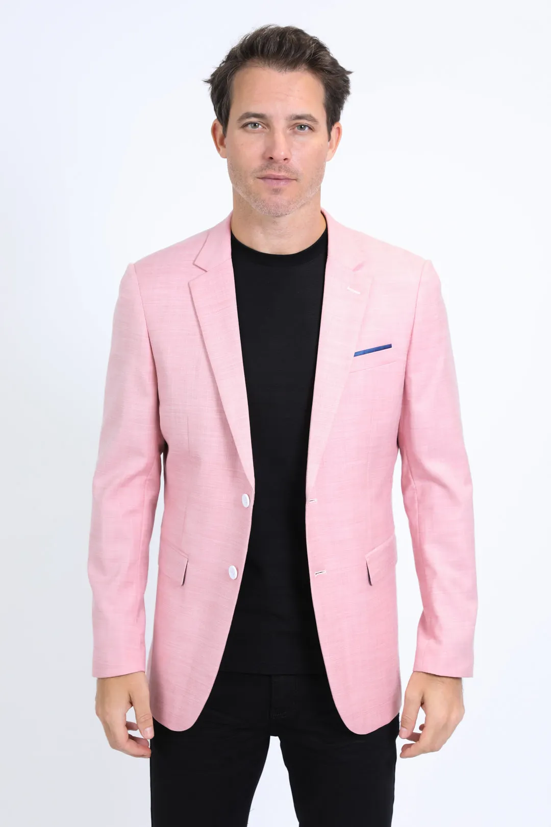 Mens Modern Fit Stretch Date Night Pink Blazer