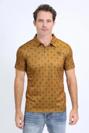 Mens Performance Fabric Print Camel Polo