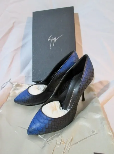 NEW GIUSEPPE ZANOTTI  DIRTY SCARPA KURT Pump Shoe NERO BLUE 36 / 6 Womens NIB