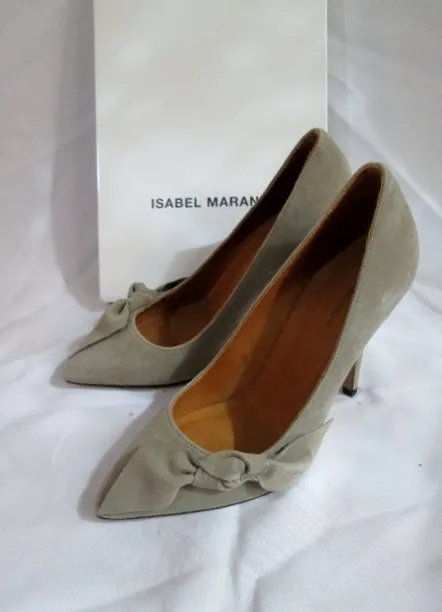 NEW ISABEL MARANT LILLY Suede High Heel Pump Shoe BEIGE 36 / 6 Womens LEATHER Slide