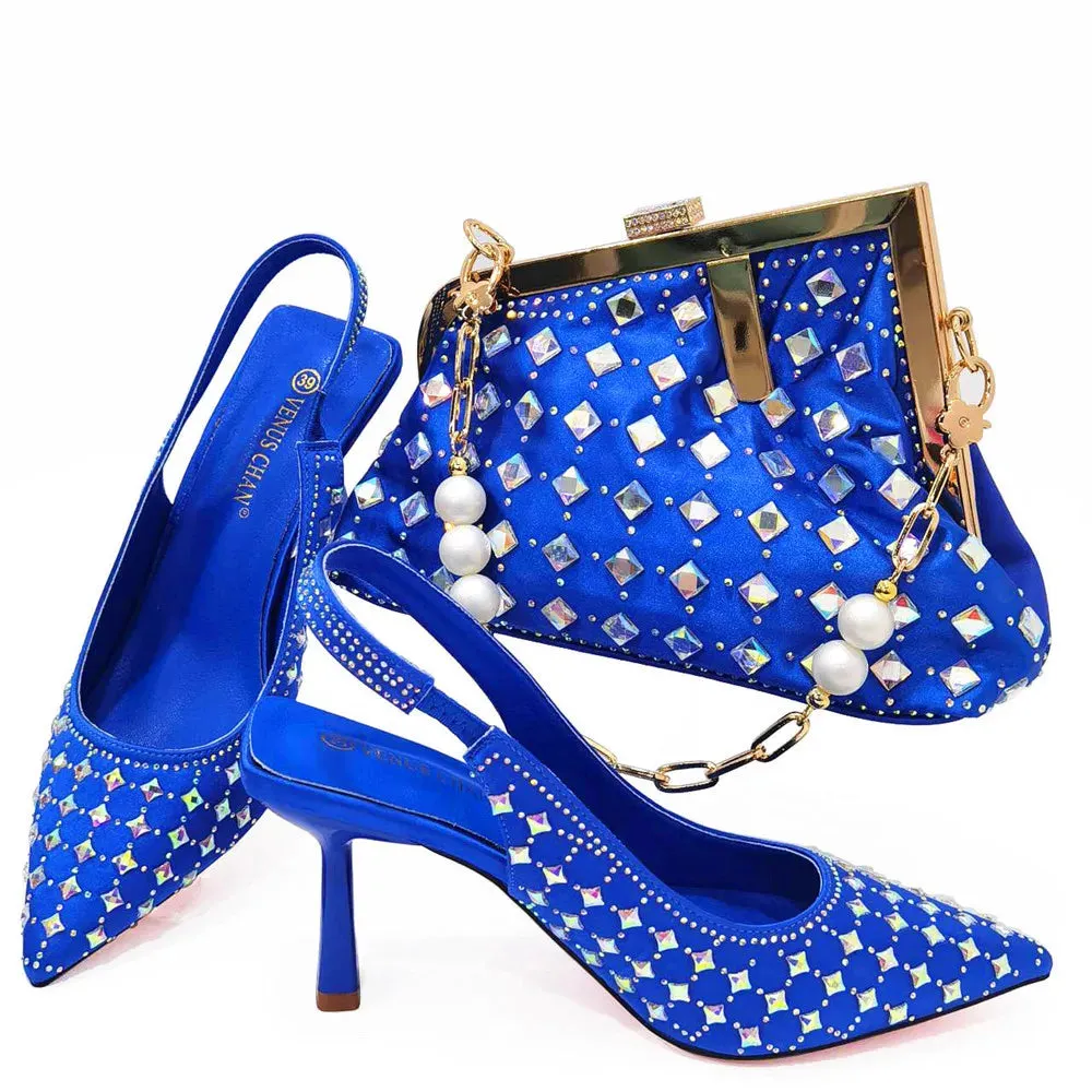 Nigeria Fashion Lace Mini Bag And Mid-Heel Pointed Toe Luxury Shoes and Bag