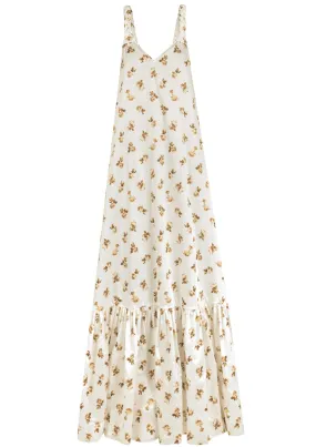 Open Back Cotton Ruffled Maxi Dress