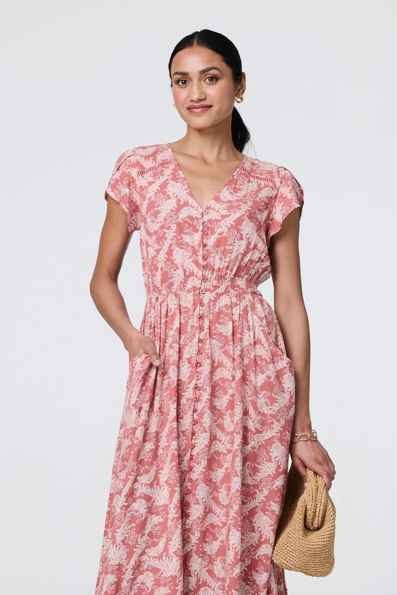 Paisley Print A-Line Tiered Maxi Dress