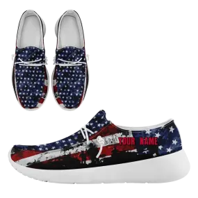 Personalized  America Flag Sneakers, Custom Patriotic Loafer Shoes,  Canvas Slip On Shoes,
FN018-24020303-7w