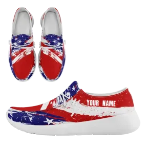 Personalized  America Flag Sneakers, Custom Patriotic Loafer Shoes,  Canvas Slip On Shoes,FN018-24020303-1w