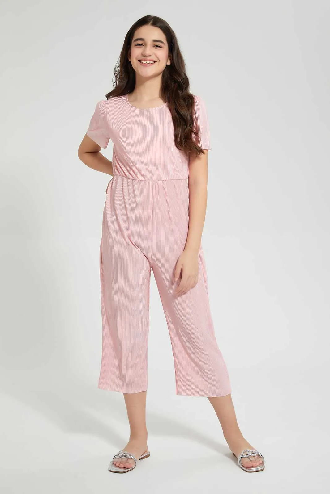 Pink Pleated Jumpsuit