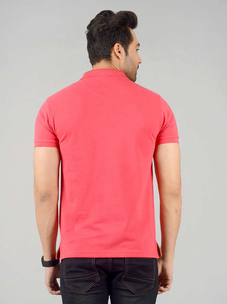 Poppy Red Solid Slim Fit Polo T-shirt | Greenfibre